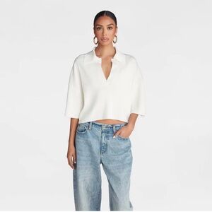 KBB by KAHLANA Women's Short Sleeve Boxy 'The Cropped Polo Sweater' -